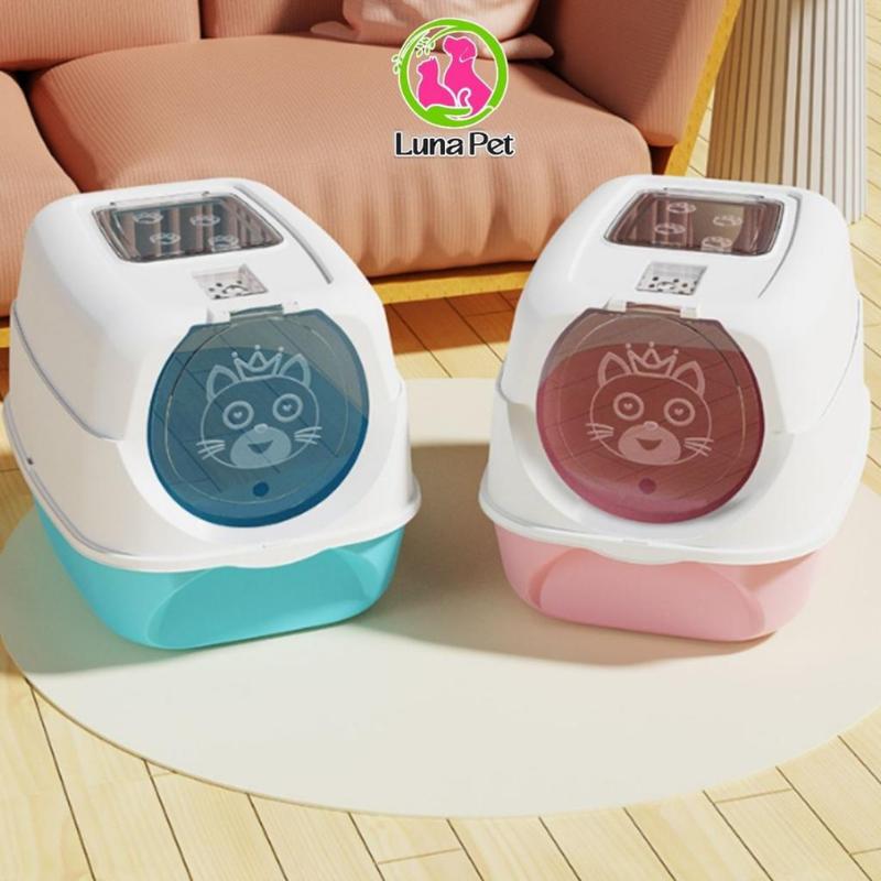 Nhà vệ sinh cho mèo 2 cửa lớn Luna pet nvs07, Khay cát mèo lớn tặng kèm xẻng