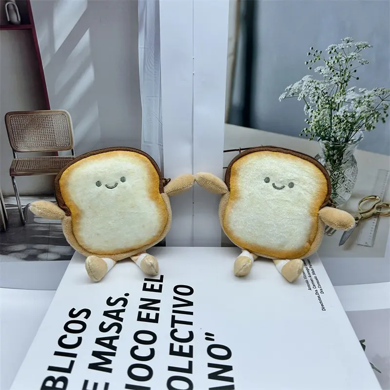 Cartoon toast bread modeling plush toy change bag pendant children's doll key