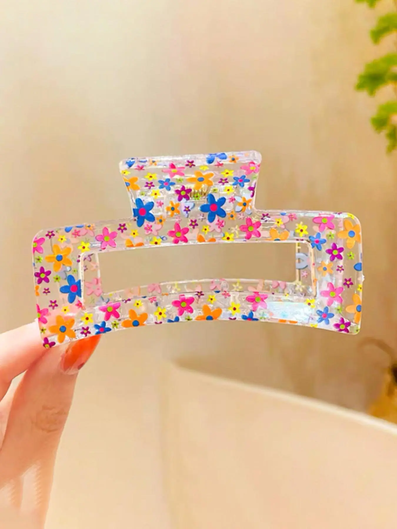 Women's Cute Colorful Flower Pattern Hair Claw As Summer Outfits 2024, Fashion Hair Claw Clip for Women & Girls, Trendy All-match Hair Accessories for Hair Styles Decor, Gifts for Girlfriend, Hairstyles Ideas