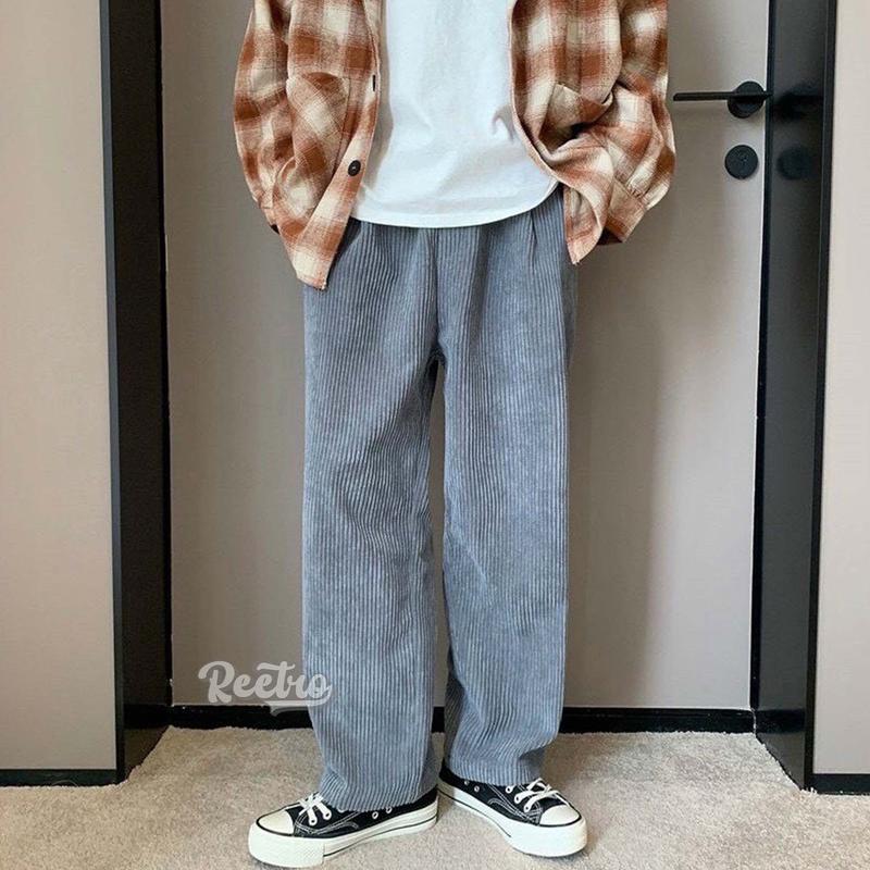 Quần Nhung Tăm Nam Nữ Ống Rộng Unisex - Quần Baggy Lưng Chun Freesize