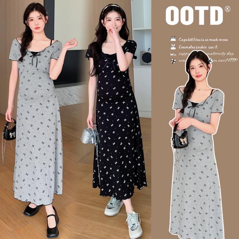 Young Mom | Đầm bầu trễ vai maxi dáng body quyến rũ HQV806 có 2 màu Đen và Xám với thiết kế kiểu dáng thời trang trẻ trung bầu bì mặc thoải mái, mùa hè mát mẻ Thai sản Thai kỳ Váy Bầu Voi Sandal Nữ Dress Voan