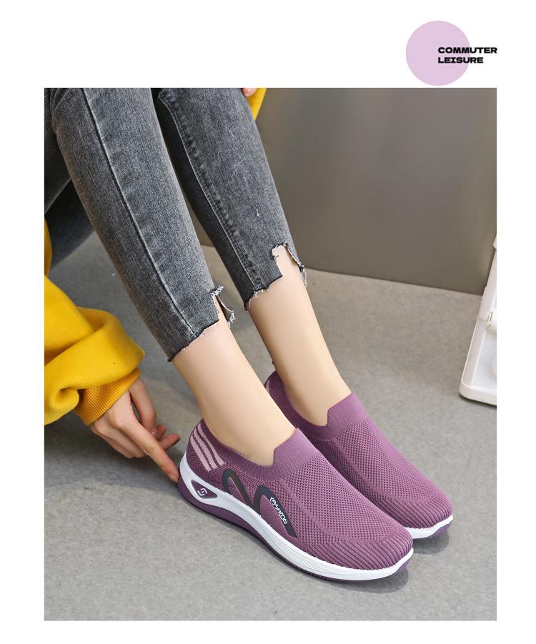 Product Introduction of รองเท้าผู้หญิง Flyknit แบบสวม, มาใหม่, สไตล์ลำลอง, พื้นรองเท้านวด, ระบายอากาศได้, เหมาะสำหรับคุณแม่, รองเท้าเดินและกีฬา 13