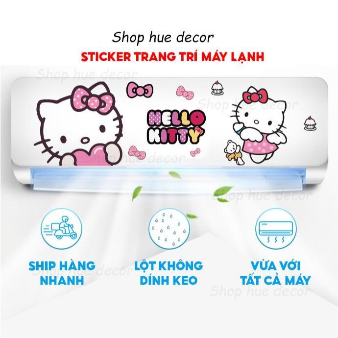 Sticker dán máy lạnh điều hòa Hello kitty và dorraemon chất liệu decal sẵn khuôn lột bỏ ko dính keo vừa với tất cả máy lạnh STK MÁY LẠNH