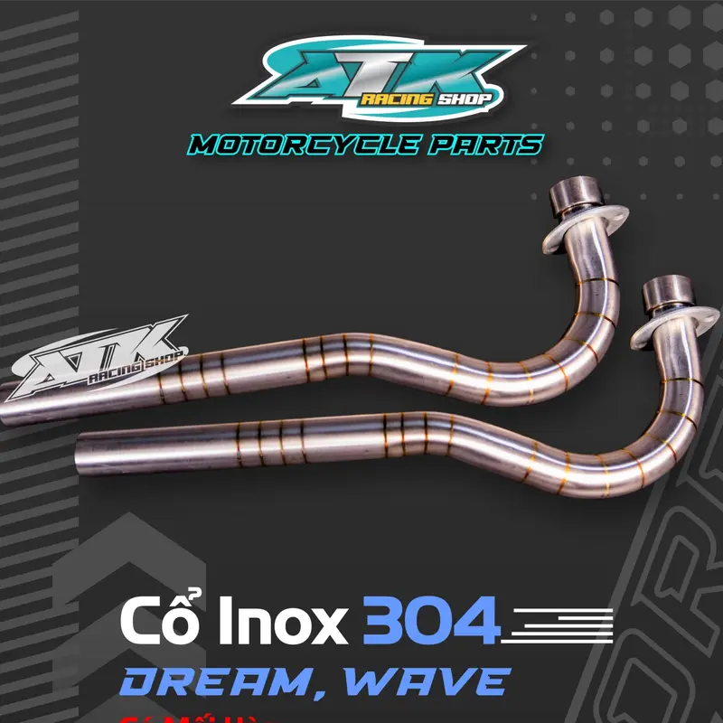 Cổ pô inox 304 size 27mm dành cho xe WAVE /DREAM 100 mẫu fom thòng dầy 1.2 Phụ Tùng 0