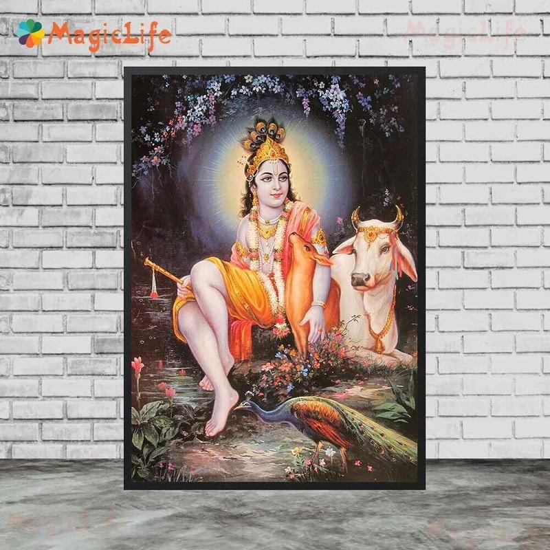Product Introduction of Tranh Vải Nghệ Thuật Treo Tường, Thần Vishnu, Thần Brahma Và Thần Shiva, Trang Trí Nhà Cửa, Áp Phích Và In Ấn Cổ Điển Đạo Kính Hindu 5