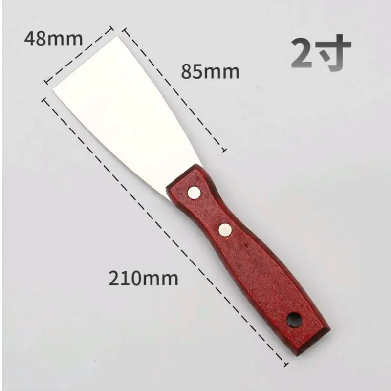 Xúc bột trét inox cán gỗ, dao xúc bột bả, sủi inox gỗ kiểu Nhật 5-15cm 8