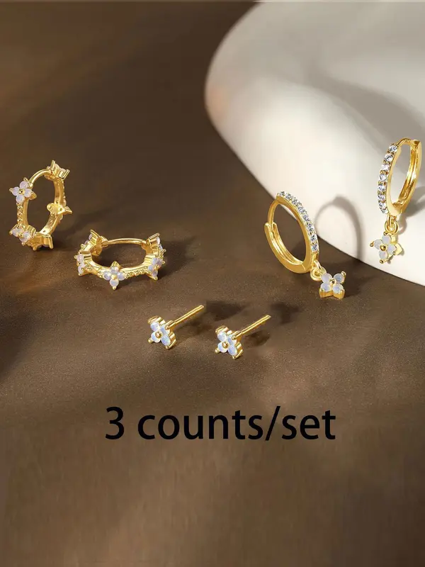 Women's Elegant Rhinestone Decorated Flower Design Earrings, Exquisite Trendy Ear Jewelry, Fashionable Jewelry for Women for Daily & Party Decoration 2