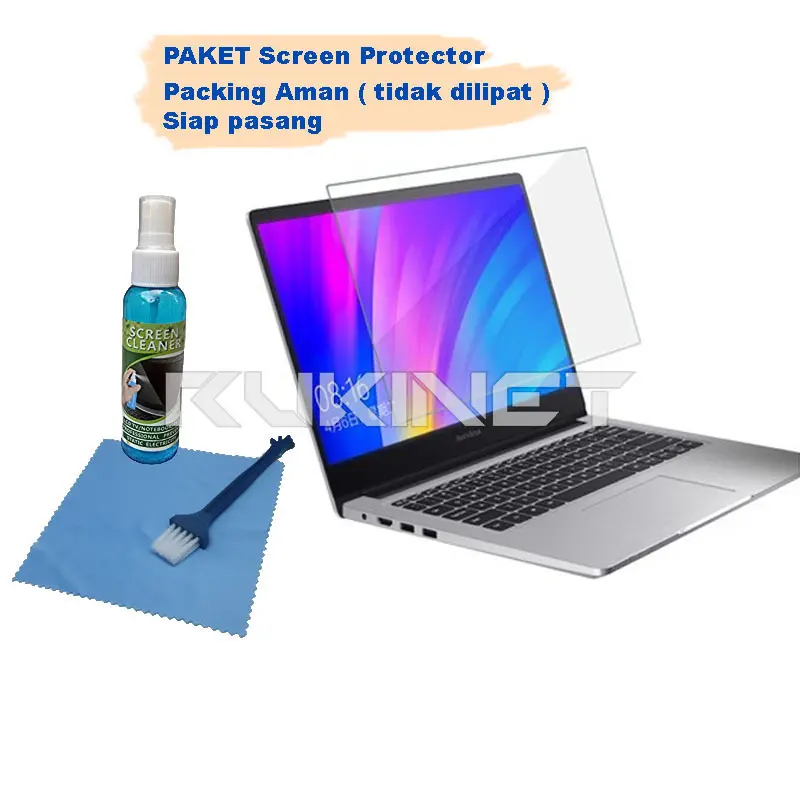 PAKET Screen Protector Laptop Anto gores / Anti Glare + Kain Lap LCD + Cairan Pembersih + Kuas / Pelindung Layar laptop 11 / 12,4 / 14 / 15,6 / 17,6 inch Siap Pasang
