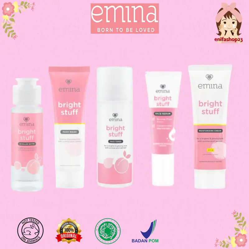 Bright Stuff Emiiiinaaa4 Paket Micellar Water / Face Wash / Face Toner / Face Serum / Moisturizing Cream 7