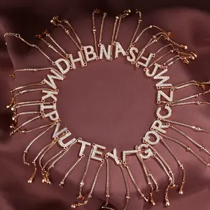 Gelang Titanium Anti Karat Gelang Huruf Mewah Rose Gold Gelang Huruf Inisial Fashion Aksesoris Wanita