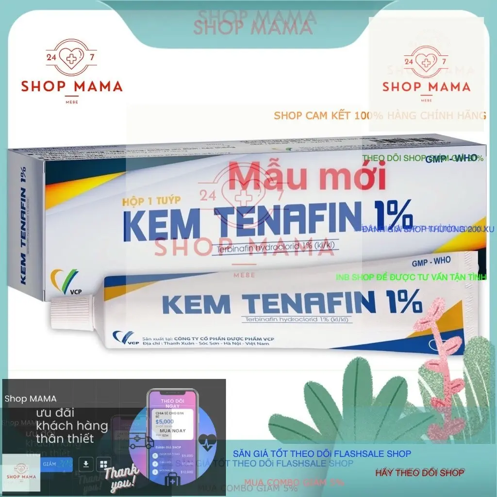 [FREESHIP toàn quốc] Kem bôi ngoài da Tenafin 1% 15g bôi nấm, lang ben, hắc lào, nấm kẽ chân