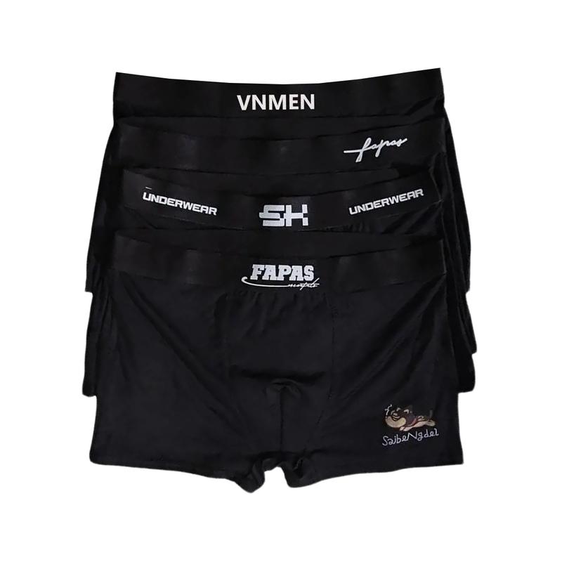 Combo 4 quần boxer full đen nhiều mẫu khác nhau Quần Lót sịp đùi nam thun lạnh co giãn 4 chiều thoải mái vận động quần sịp nam Menswear thấm hút tốt Boxer Quần Boxer