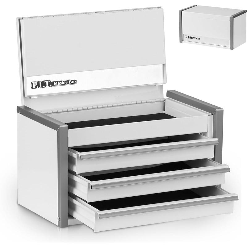 Mini White Tool Box, Portable 3 Drawer Steel Stackable Tool Box with ...