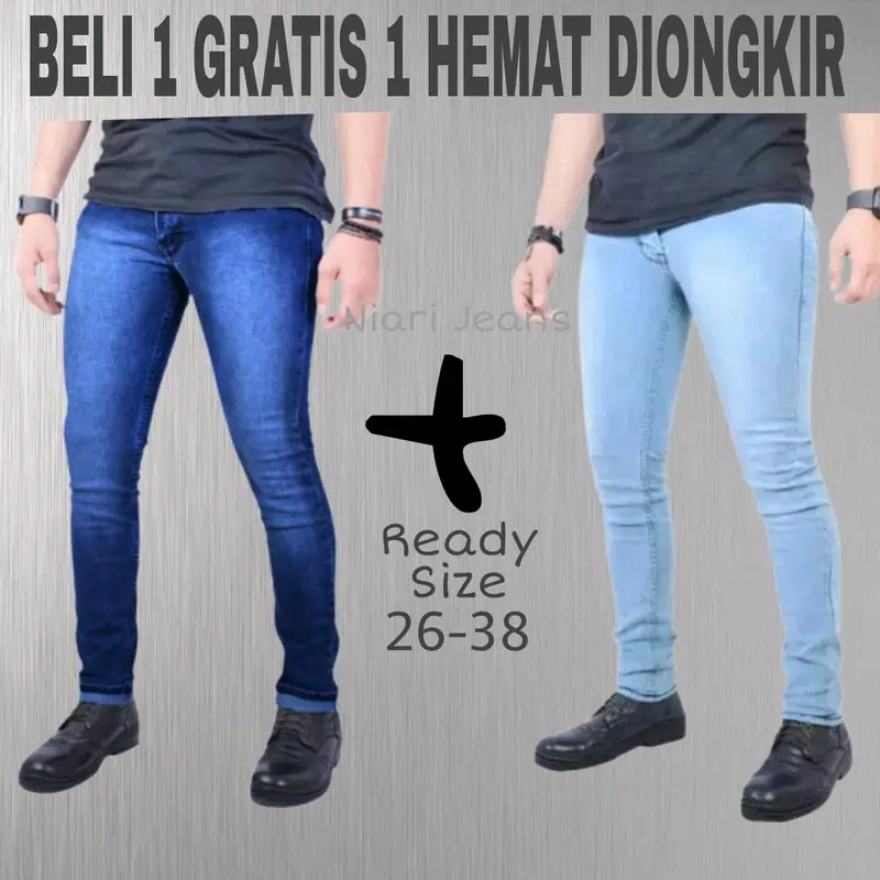 Celana Jeans Pria Slim Fit Bahan Streach Pensil Bagus Melar Ngaret Karet Adem Skinny cowo Panjang slimfit cowok Street melar 1