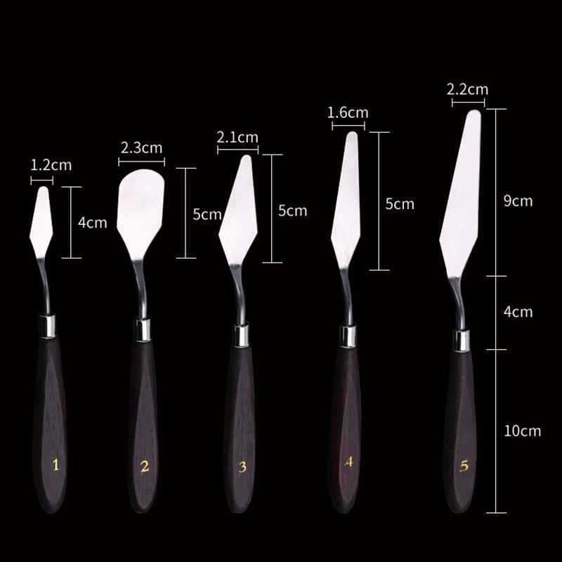 5pcs Set Artist Oil Painting Scraper Stainless Steel  for Palette Gouache Spatula 3