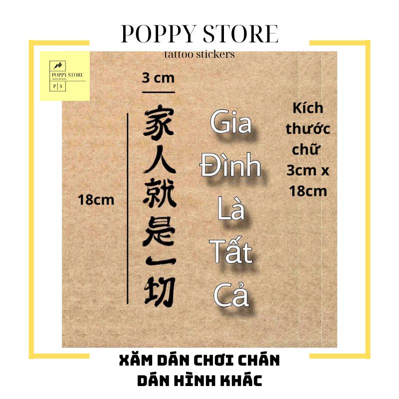 Hình xăm dán chữ trung ( Gia Đình Là Tất Cả ) hình xăm dán 15 ngày