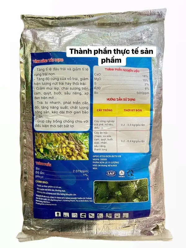 CANXI KALI BO TÚI 10KG PHÂN BÓN VI LƯỢNG CHỐNG RỤNG HOA , RỤNG TRÁI NON , TĂNG TỈ LỆ ĐẬU TRÁI NUÔI TRÁI 3