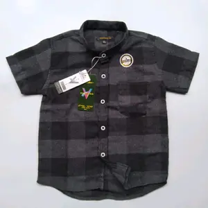 kemeja flanel import anak usia 1-8 tahun Slim-fitting lengan pendek