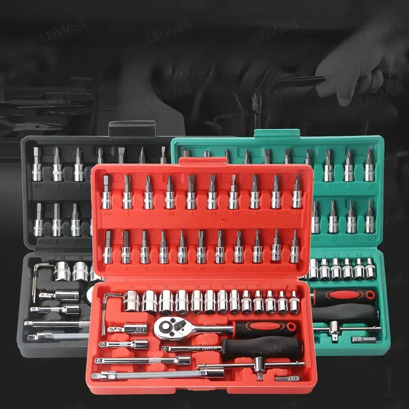 SHIIE Kunci Shock Sok Set 46 Pcs  Merek Tekiro 1/2DR 8-24mm 6pt Original Ready Kunci Shock Set Tekiro 3