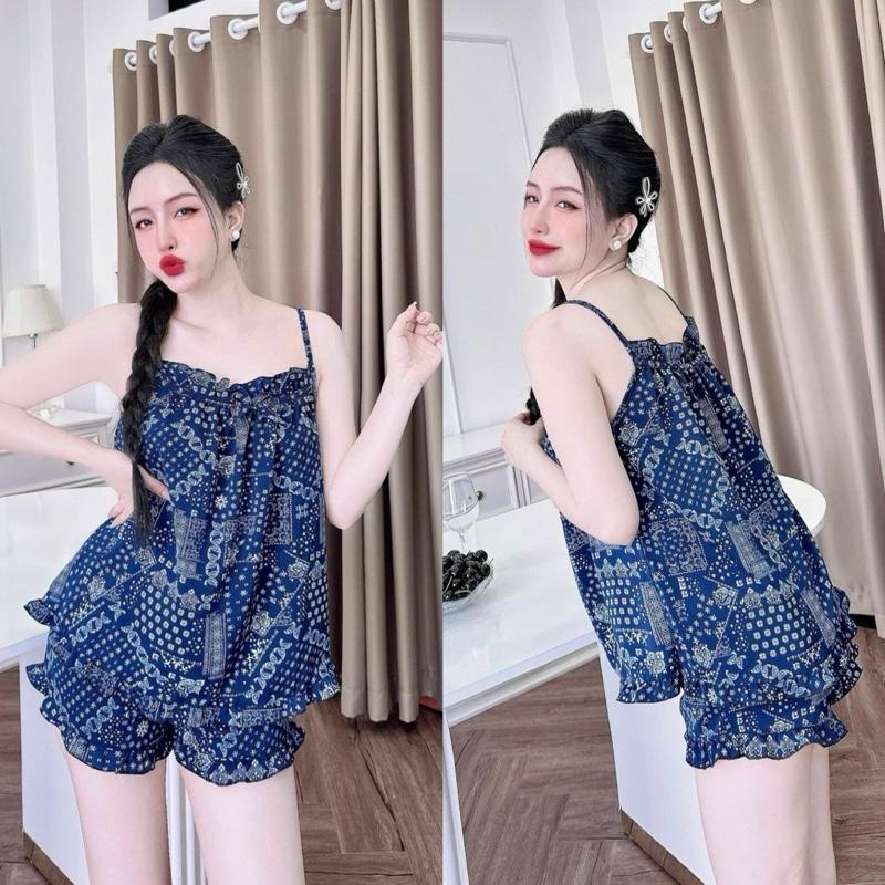 [ Mẫu mới]— Đồ Bộ Lụa Mangoo o2 dây họa tiết hoa nhí dễ thương, mặc ở nhà, mặc dù ngủ mát mẻ, thoải mái nhà Balli Nho Nhung do  boxinh xinh️ bộ  đồ  ngủ  voan