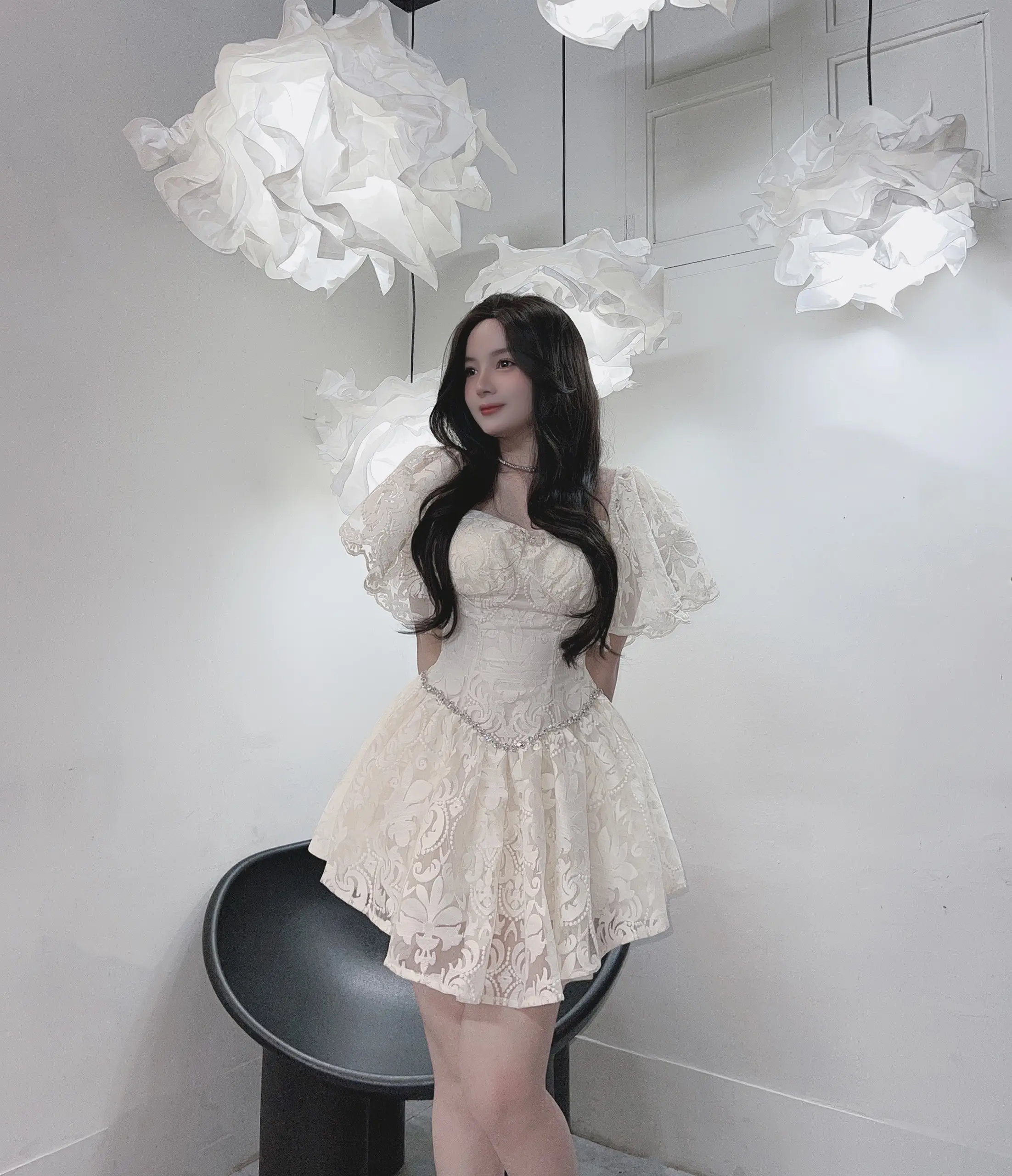 VÁY REN TIỂU THƯ - VÁY REN THIẾT KẾT E9999 Nữ Women Dress ren kính