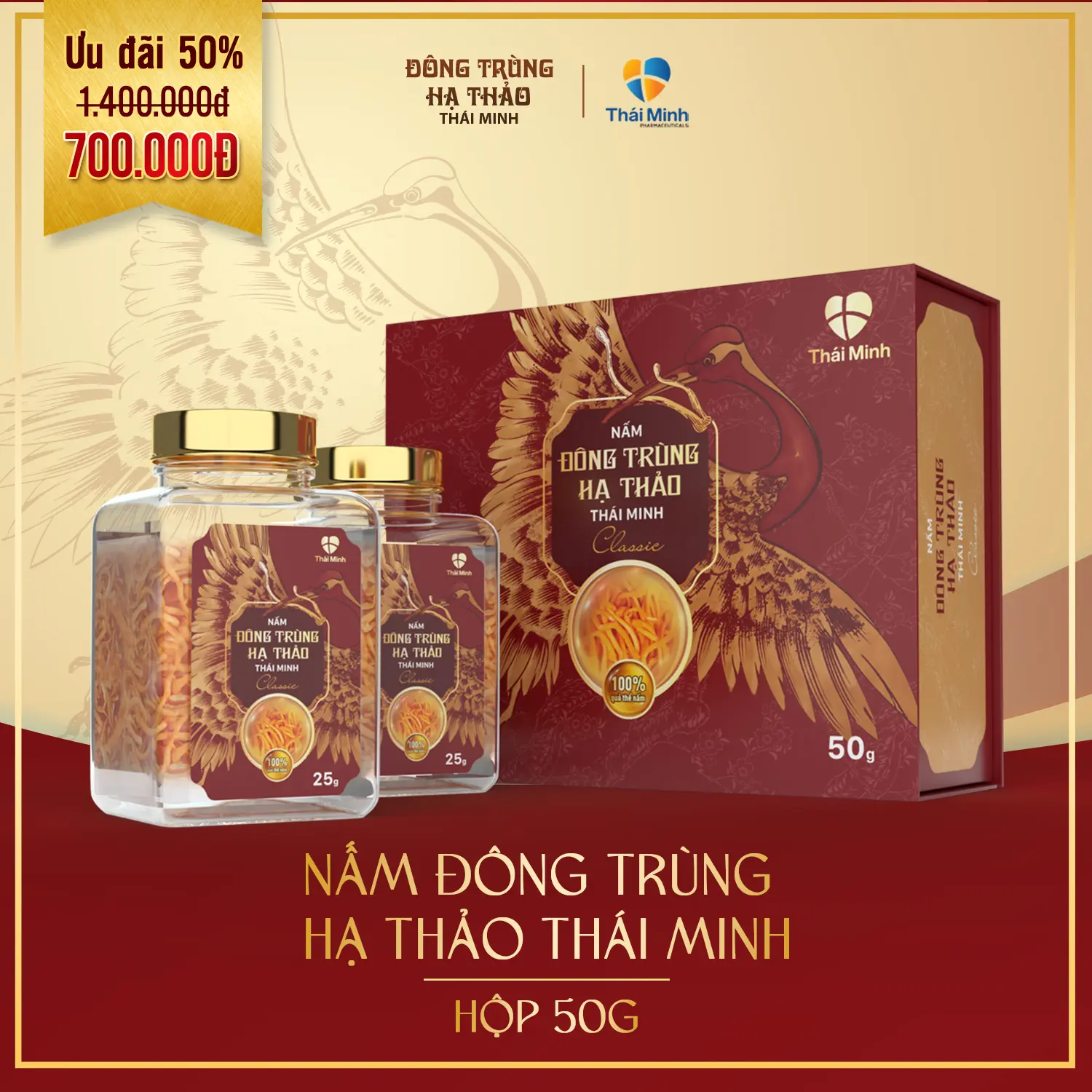 [CHỈ CÓ TRONG LIVESTREAM - Ưu đãi 50%] 1 Nấm đông trùng hạ thảo Thái Minh Dạng Classic