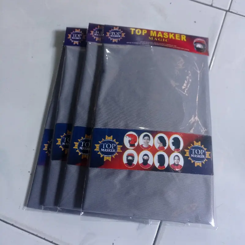 12 Pcs Baff masker polos Kain Polos dan Kulit 3