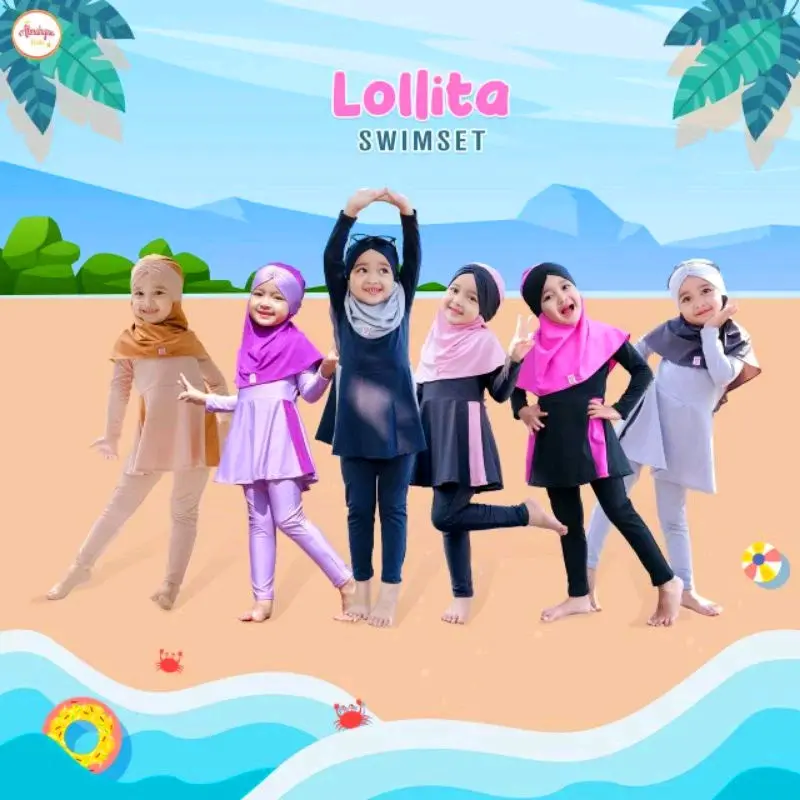 LOLLITA SWIMSET Almahyra | Baju Renang Set Hijab | Baju Renang Anak