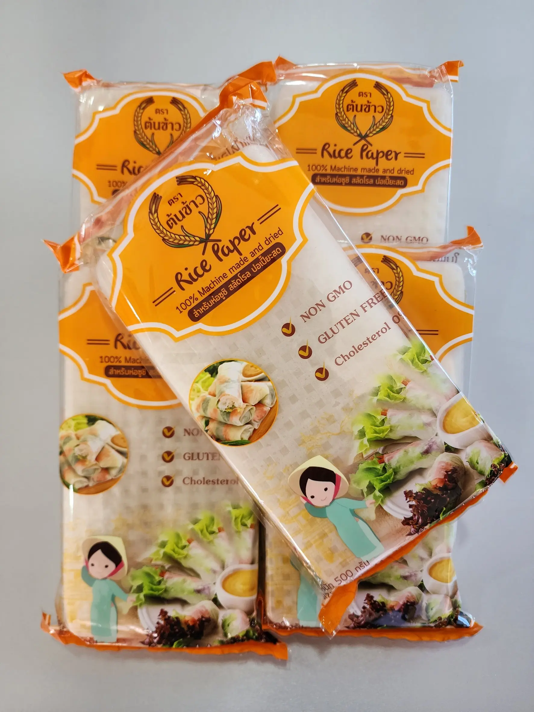 **5ห่อ** แผ่นแป้งสลัดโรล ตราต้นข้าว แบบตัด11*22 แบบเหลี่ยม22*22  (แช่เย็นได้) มีของพร้อมส่ง