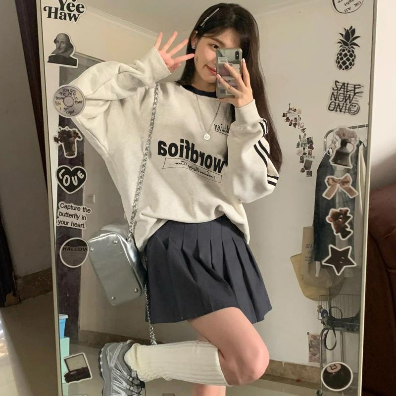 Áo Sweater SWORDFIOA Phối 2 Sọc Tay Nam Nữ Áo Dài Tay Chất Nỉ Trơn 2da Form Rộng
