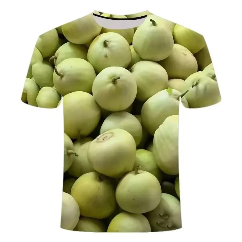 Product Introduction of Green Red Pepper 3D Printed T-shirt Vegetables Fruits Pattern Design Cool T Shirts 2024 Summer Fashion Leisure Men's Wear Tees 32