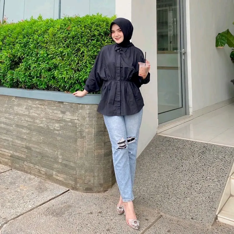 kemejan Ayla oversize linen serut Atasan Wanita Panjang 4