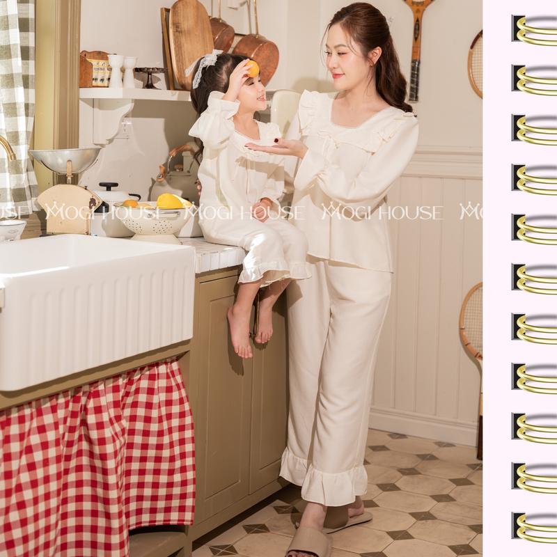 Đồ Ngủ Đôi Mẹ & Bé - DAISY SET, Đồ Ngủ Thu Đông Chất Đũi Mềm Thoáng Mát, Bé 1-5 Tuổi MOGI HOUSE 3