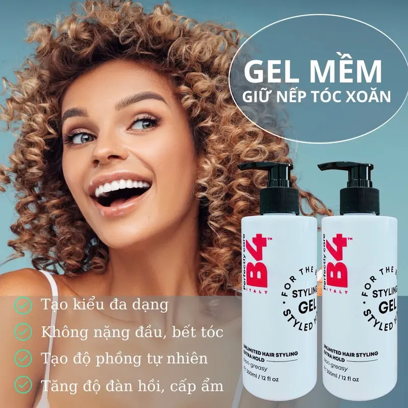 ￼Gel bóp xoăn tạo kiểu, giữ nếp tóc xoăn hippie, xoăn xù mì xoăn lơi Nữ 0