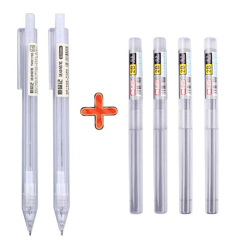  Bút chì Cơ với bộ nạp 2B 0.5mm 0.7mm Lắp Đặt trong suốt Đồ dùng viết phác thảo Văn phòng phẩm phong cách Nhật Bản 