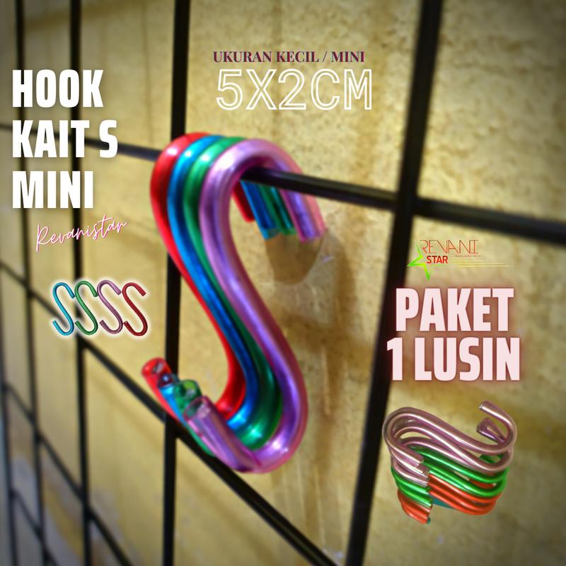 Lusinan 12pcs Hook S mini warna kait S kecil gantungan aksesoris cantolan ram kaitan gantungan kunci hook kait s kecil 0
