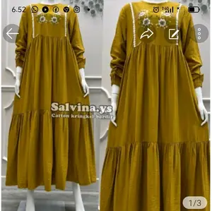 Gamis salvina ys ORI katun keringkel bordir dada