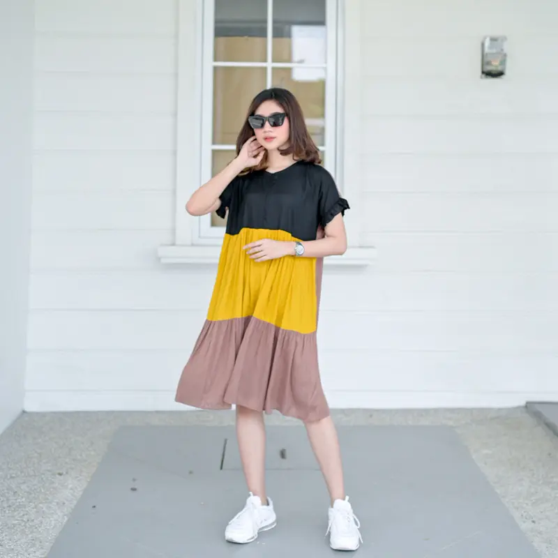 Seiramode - Icecream Daster Remaja Midi Dress Lolipop Busui Resleting Terbaru Kekinian 2025 Jumbo baju Ibu Hamil Lengan pendek 1