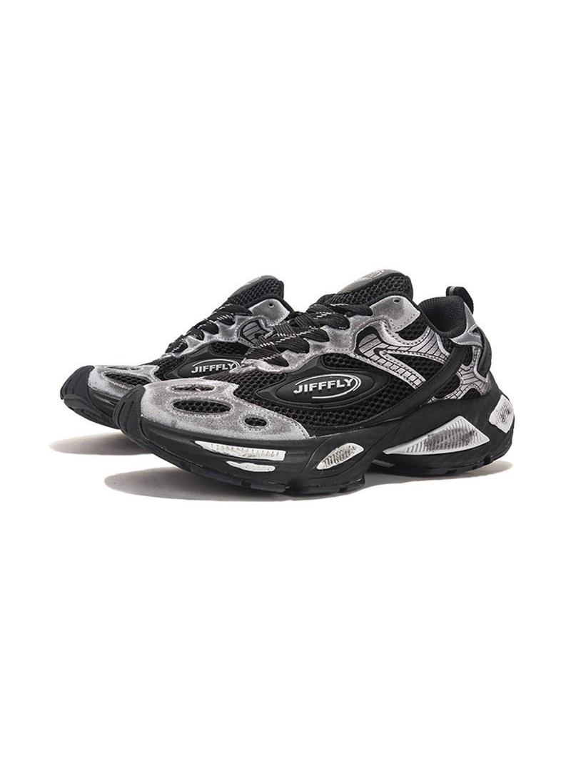 Product Introduction of Men's Fashionable Lace Up Mesh Sneakers, Casual Comfortable Breathable Lightweight Sports Running Shoes, Male All-match Round Toe Shoes for Daily Wear 3