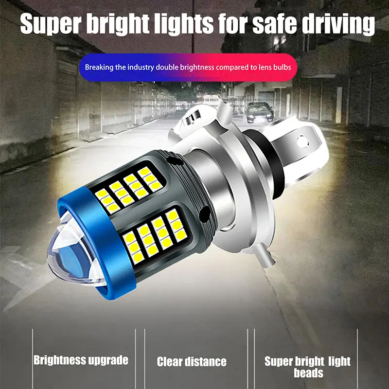 Đèn Chạy Xe Tay Ga Xe Máy, 1 Chiếc, Đèn Pha Xe Máy LED H4, Ống Kính Chùm Tia Hi Lo Màu Trắng Vàng Hai Màu CSP, Đèn Chiếu Sáng, Thích Hợp Cho Xe Máy 6