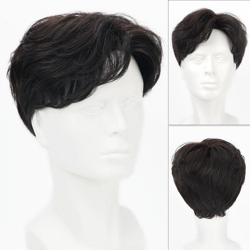 Product Introduction of 【Kiriman hari yang sama】Wig pria rambut pendek tampan titik tengah poni lembut wig mengatur gaya rambut siswa pria kepala penuh realistis seluruh atas tembakan nyataParik cantik 1