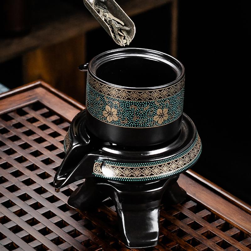 Ấm trà cối xay bình uống trà độc đáo màu xanh dương kèm lọ đựng trà có hộp carton phù hợp làm quà biếu 4