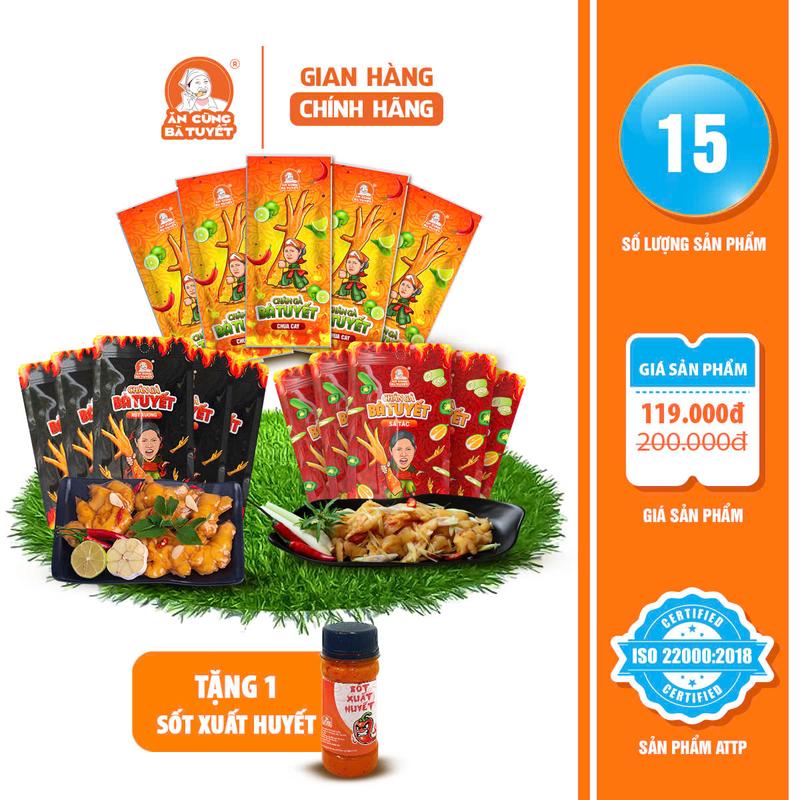 [ Tặng 1 hũ sốt chấm ] COMBO MIX CHÂN GÀ : 5 chân gà tê cay + 5 chân gà sả tắc +5 chân gà chua cay - ĂN CÙNG BÀ TUYẾT