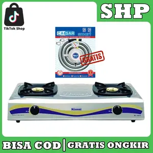 Kompor Gas Rinnai 2 Tungku Stainless RI-522E BONUS SELANG REGULATOR