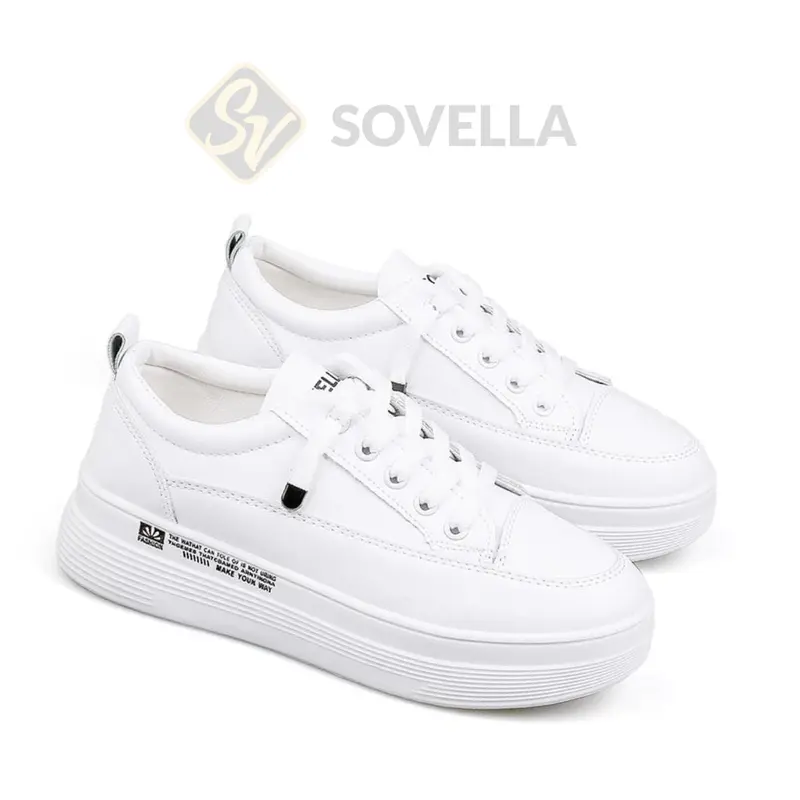SOVELLA Alexa Sepatu Sneakers Olahraga Sport Kets Putih Hitam Wanita Karet Casual Shoes 1