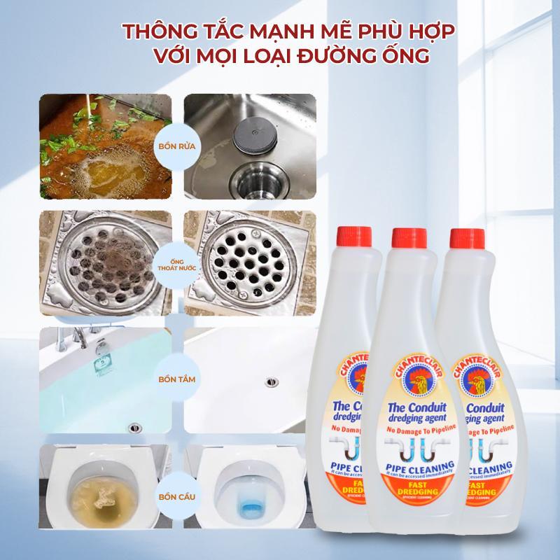 Gel Vệ Sinh Đa Năng 2in1 Chanteclair – Thông Cống & Tẩy Rửa Bồn Cầu – Tan Mỡ, Tóc, Khử Mùi, Không Cần Chà, Sạch Bồn Cầu & Đường Ống Siêu Nhanh – An Toàn, Siêu Mạnh 7