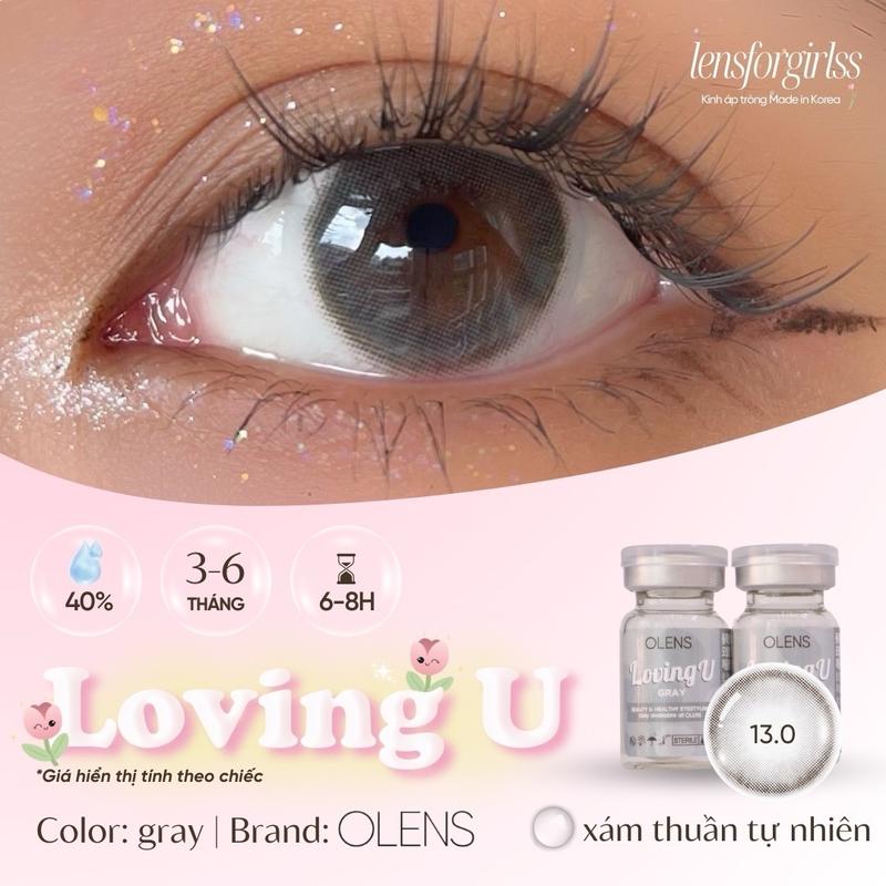  Kính áp tròng xám thuần tự nhiên LOVING U GRAY chính hãng OLENS | HSD 3-6 tháng | Lens cận | LENSFORGIRLSS 