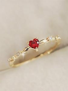 Anillo de promesa para mujer con elegante diseño de corazón decorado con diamantes de imitación, exquisito y moderno anillo de compromiso, joyería hermosa y chic como regalo para novia