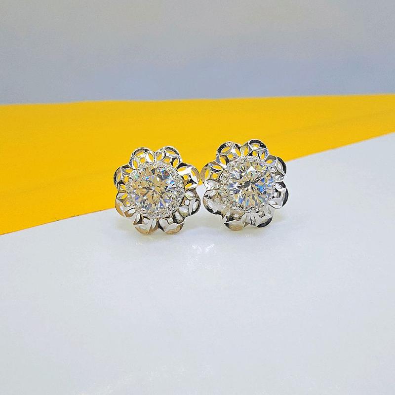 bông tai kim tiền  cắt máy , xi kim Hoa Tai Nữ Women Khuyên Tai bạc ý xi kim