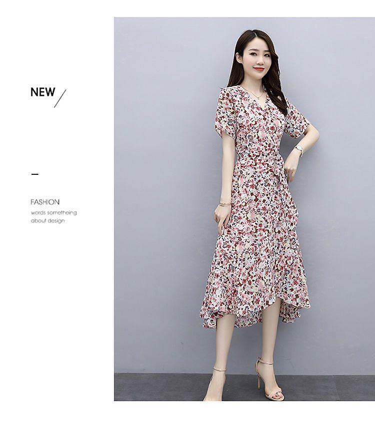 Product Introduction of Quần Áo Nữ, Hoa Kiểu Pháp, Chân Váy Midi Thanh Lịch, Ngoại Cỡ, Thích Hợp Cho Mùa Hè, Hàng Mới Về, Thích Hợp Cho Cô Gái Đầy Đặn, Che Bụng, Mỏng Vừa Vặn, Váy Voan Thời Trang Women Dress 17